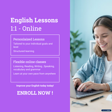 Load image into Gallery viewer, English Lessons - 1:1 Online
