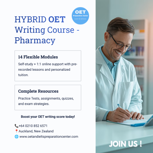 OET Writing PHARMACY - HYBRID -  Online / 1:1 Course