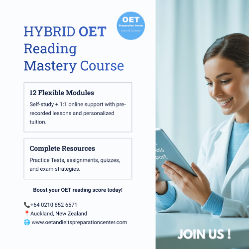 OET Reading - HYBRID -  Online / 1:1 Course