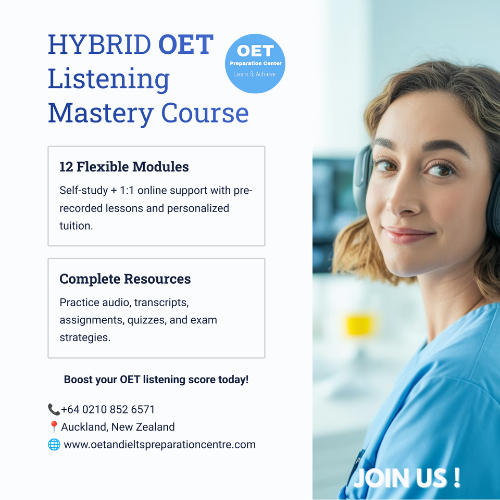 OET Listening - HYBRID -  Online / 1:1 Course